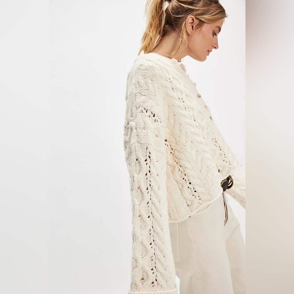🐈⛅️Authentic Free People Polly Cable-Knit Sweater🧸 - Picture 4 of 17